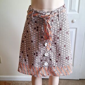 Rue21 A-Line Belted Button Down Skirt Size Small 100% Cotton